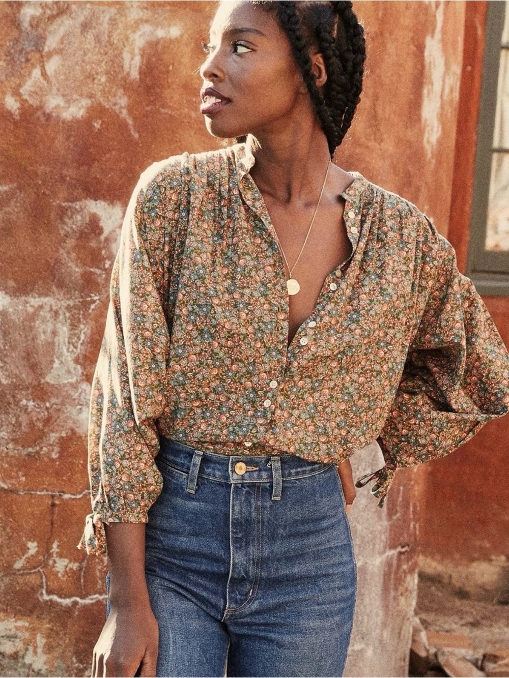 Doen OāKeefe billowy blouse in laurel canyon rose floral print